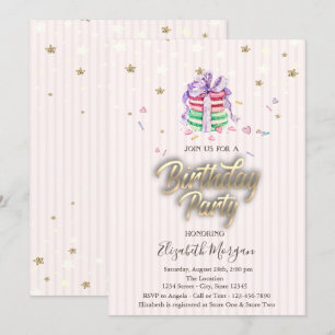 Sweet Baby Macarons Stars Geburtstagsparty Einladung