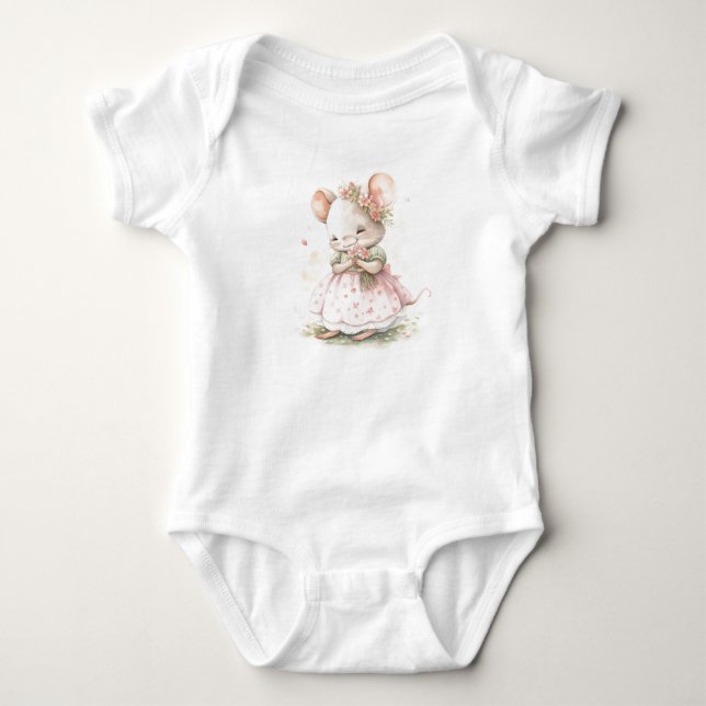 Sweet Baby Mouse Mäuse mit Kleid und Blume Strampler (Vorderseite)