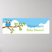 Sweet Baby Owl Boy Babydusche Banner