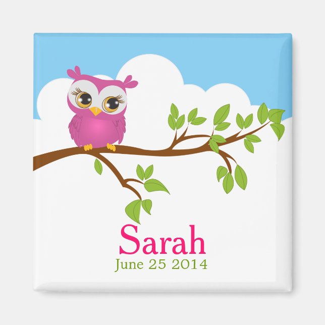 Sweet Baby Owl Girl Baby Showmagnet Magnet (Vorne)