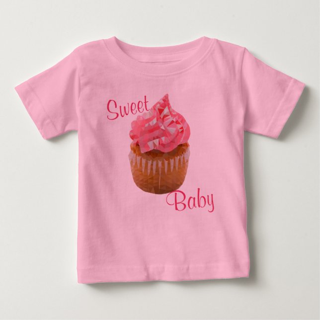 Sweet Baby Pink Geometric Cupcake Baby T-shirt (Vorderseite)