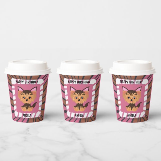 Sweet Baby Pink und Brown Yorkie Pappbecher (Multi)