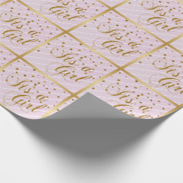 Sweet Baby Pink und Gold Confetti Geschenkpapier