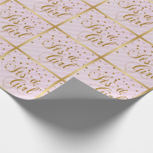 Sweet Baby Pink und Gold Confetti Geschenkpapier