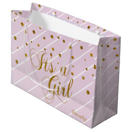 Sweet Baby Pink und Gold Confetti Große Geschenktüte