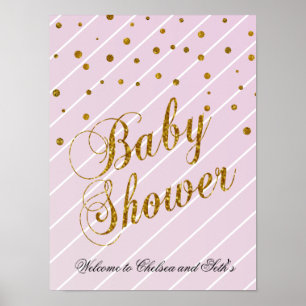 Sweet Baby Pink und Gold Confetti - Willkommen Poster