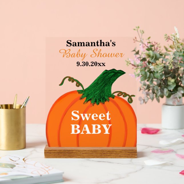 Sweet Baby Shooter Orange Pumpkin Acrylschild (Hochzeit)