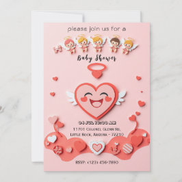 Sweet Baby Shower Card mit Herz und Engel Einladung
