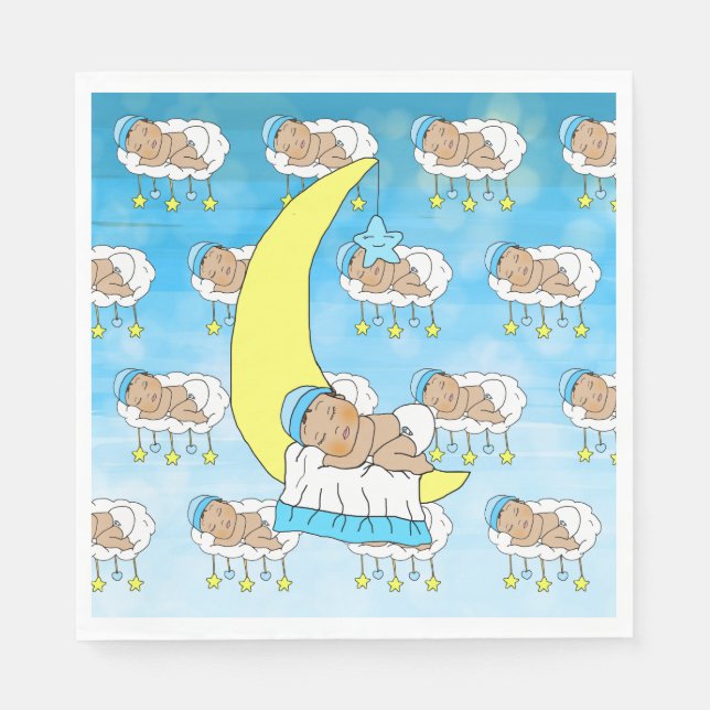 Sweet Baby Sleeping on Moon Ethnic Serviette (Vorderseite)