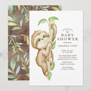 Sweet Baby Sloth Baby Dusche Einladung