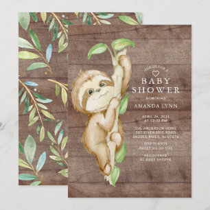 Sweet Baby Sloth Baby Dusche Einladung