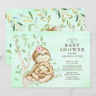 Sweet Baby Sloth Neutral Baby Dusche Einladung