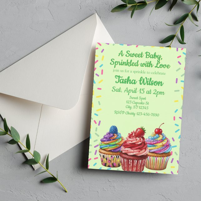 Sweet Baby Sprinkled w/ Love, Cupcake Shower Einladung (Von Creator hochgeladen)
