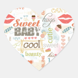 Sweet Baby Text Design Your Color ID237 Herz-Aufkleber