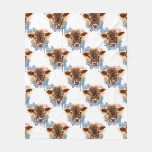 Sweet Babyface Fuzzy Calf Portrait Fleecedecke (Vorderseite)