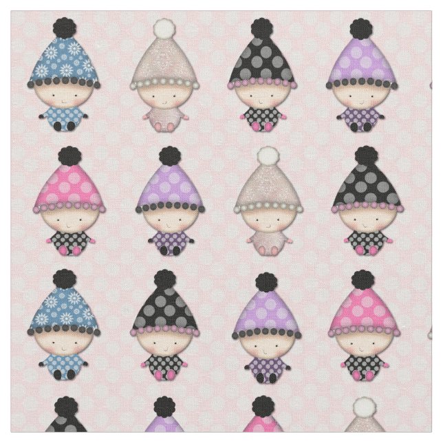Sweet Babys auf Pink Polka Dot Pattern Stoff (Nahaufnahme)