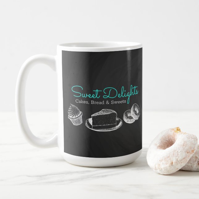 Sweet Bakery Chalkboard Branding Kaffeetasse (Mit Donut)