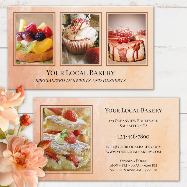 Sweet Bakery Dessert Foto Business Card Visitenkarte (Von Creator hochgeladen)