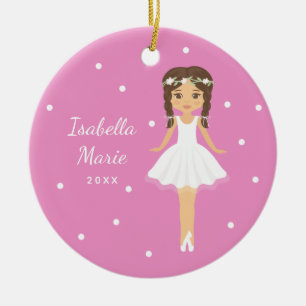 Sweet Ballerina Niedlich Pink Ballet Tänzerin Weih Keramik Ornament