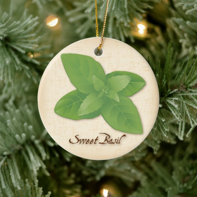 Sweet Basil Herb Keramikornament (Baum)