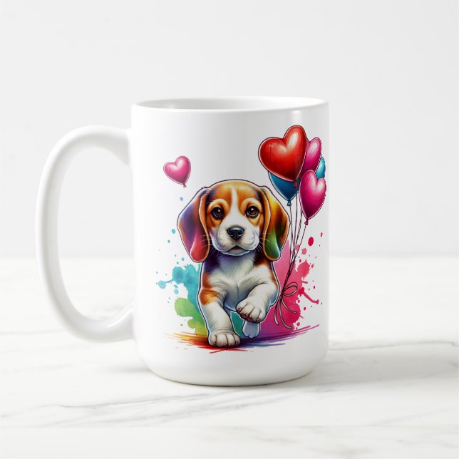 Sweet Beagle Pup Valentine Kaffeetasse (Links)