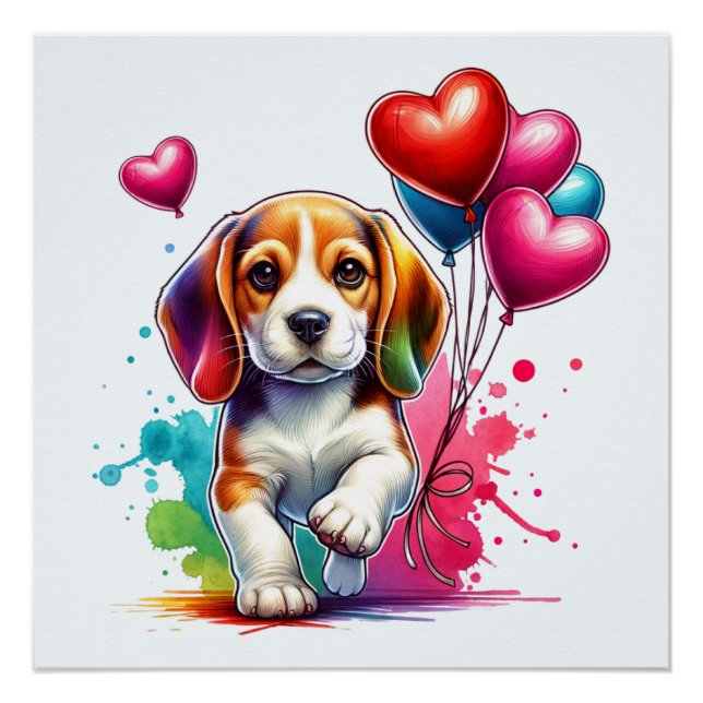 Sweet Beagle Pup Valentine Poster (Vorderseite)