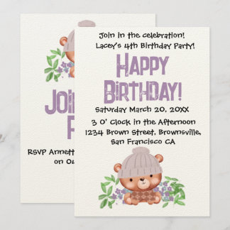 Sweet Beanie Bear Geburtstag Einladung für Kinder