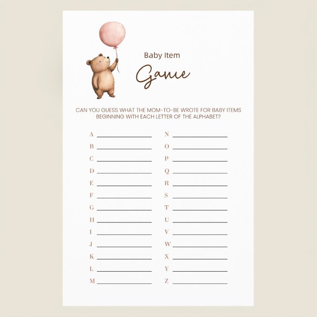 Sweet Bear Baby Shower Game Guessing Activity Flyer (Von Creator hochgeladen)