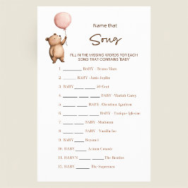 Sweet Bear Baby Shower Name That Song Game  Flyer