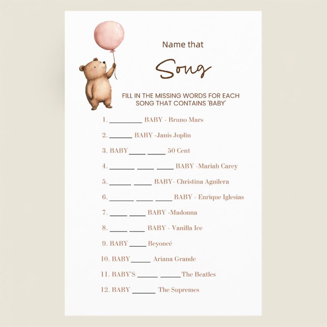 Sweet Bear Baby Shower Name That Song Game  Flyer (Von Creator hochgeladen)