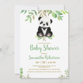 Sweet Bear Greenery Gold Neutral Baby Shower Foto Einladung