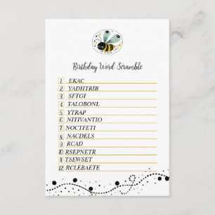 Sweet Bee Birthday Word Scramble Umschließungskart Begleitkarte