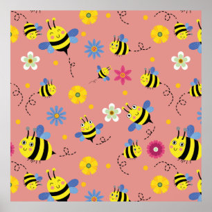 Sweet Bee Blossom Garden Poster