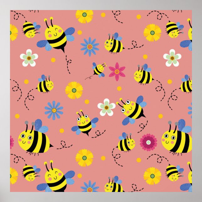 Sweet Bee Blossom Garden Poster (Vorne)