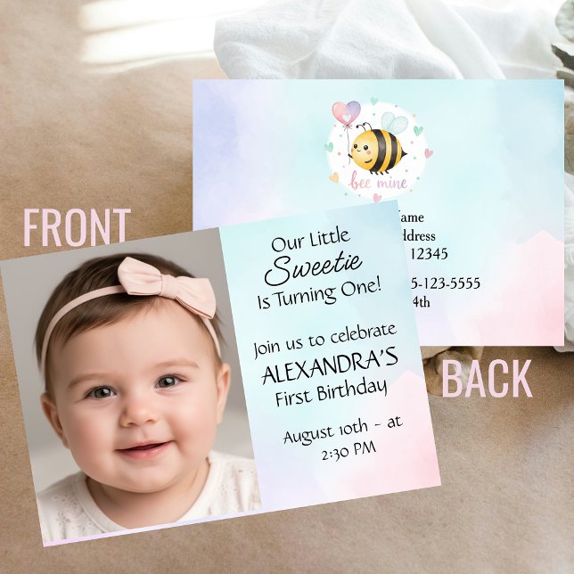 Sweet Bee First Birthday Personalized Invite (Von Creator hochgeladen)