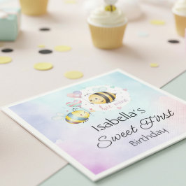 Sweet Bee First Birthday Personalized  Serviette
