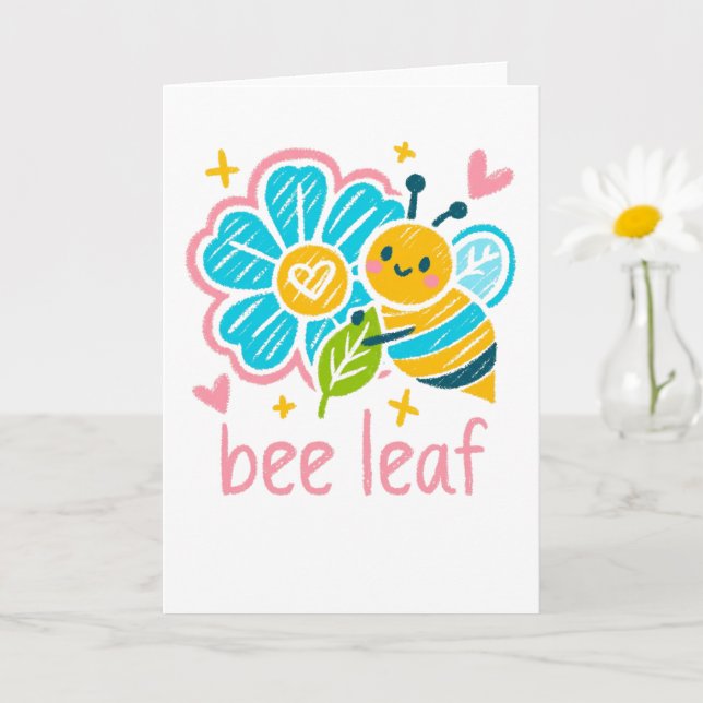 Sweet "Bee Leaf"  Believe Pun for Thank-you gifts Karte (Kleine Pflanze)