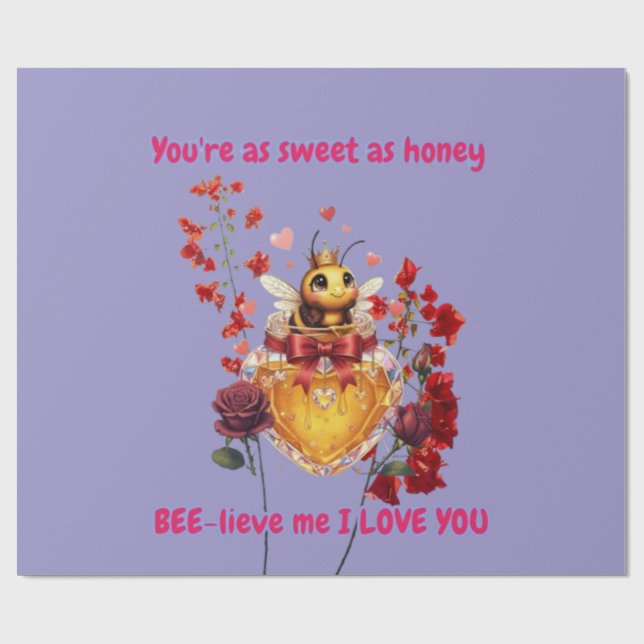 Sweet BEE mine-BEE lieve me i love you Geschenkpapier (Flach)