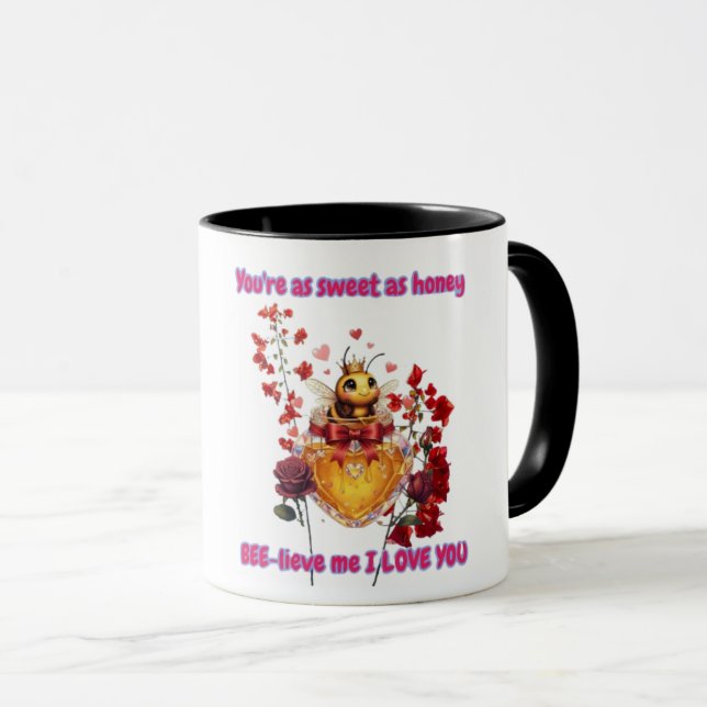 Sweet BEE mine-BEE lieve me i love you Tasse (VorderseiteRechts)