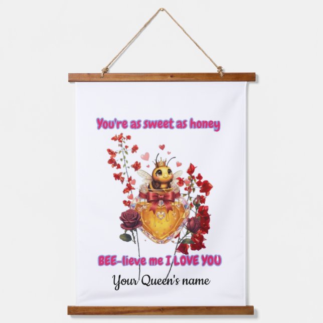 Sweet BEE mine-BEE lieve me i love you Wandteppich Mit Holzrahmen (Vorderseite)