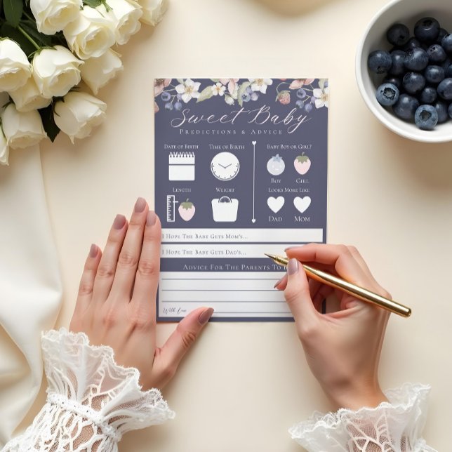 Sweet Berry Baby Predictions & Advice Game Card Einladung (Von Creator hochgeladen)