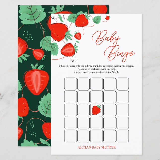Sweet Berry Baby Shower Bingo Game (Vorne/Hinten)