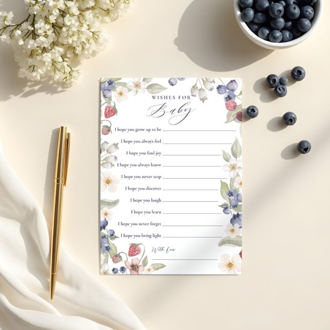 Sweet Berry Baby Wünsche für Baby Showspielkarte Einladung (Sweet Berry Baby Wishes for Baby Shower Game Card)