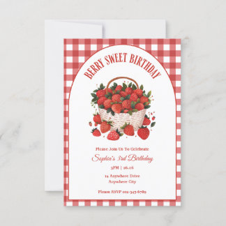 Sweet Berry Birthday Strawberry Party Einladung