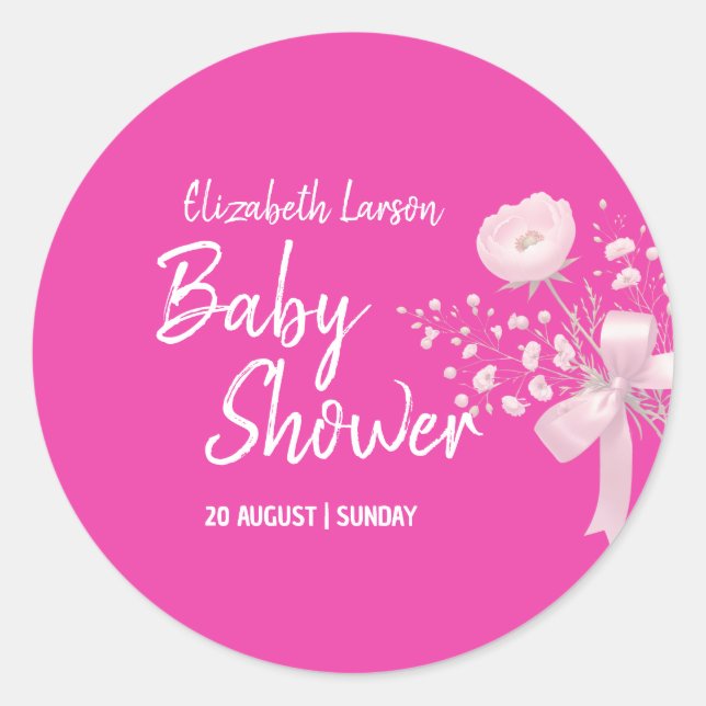 Sweet Berry Color Wild Blume Baby Shower Runder Aufkleber (Vorderseite)