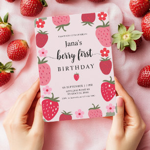 Sweet Berry First Geburtstag Einladung