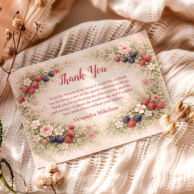 Sweet Berry Garden 1st Birthday Dankeskarte (Von Creator hochgeladen)