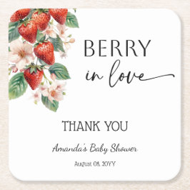 Sweet Berry in Love Strawberry Bridal Shower Rechteckiger Pappuntersetzer