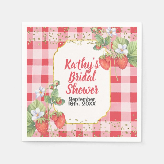 Sweet Berry Watercolor Strawberry Brautparty Serviette (Vorderseite)