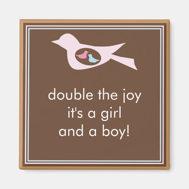 Sweet Bird Mommy mit Twin Girl and Boy Magnet (Vorne)
